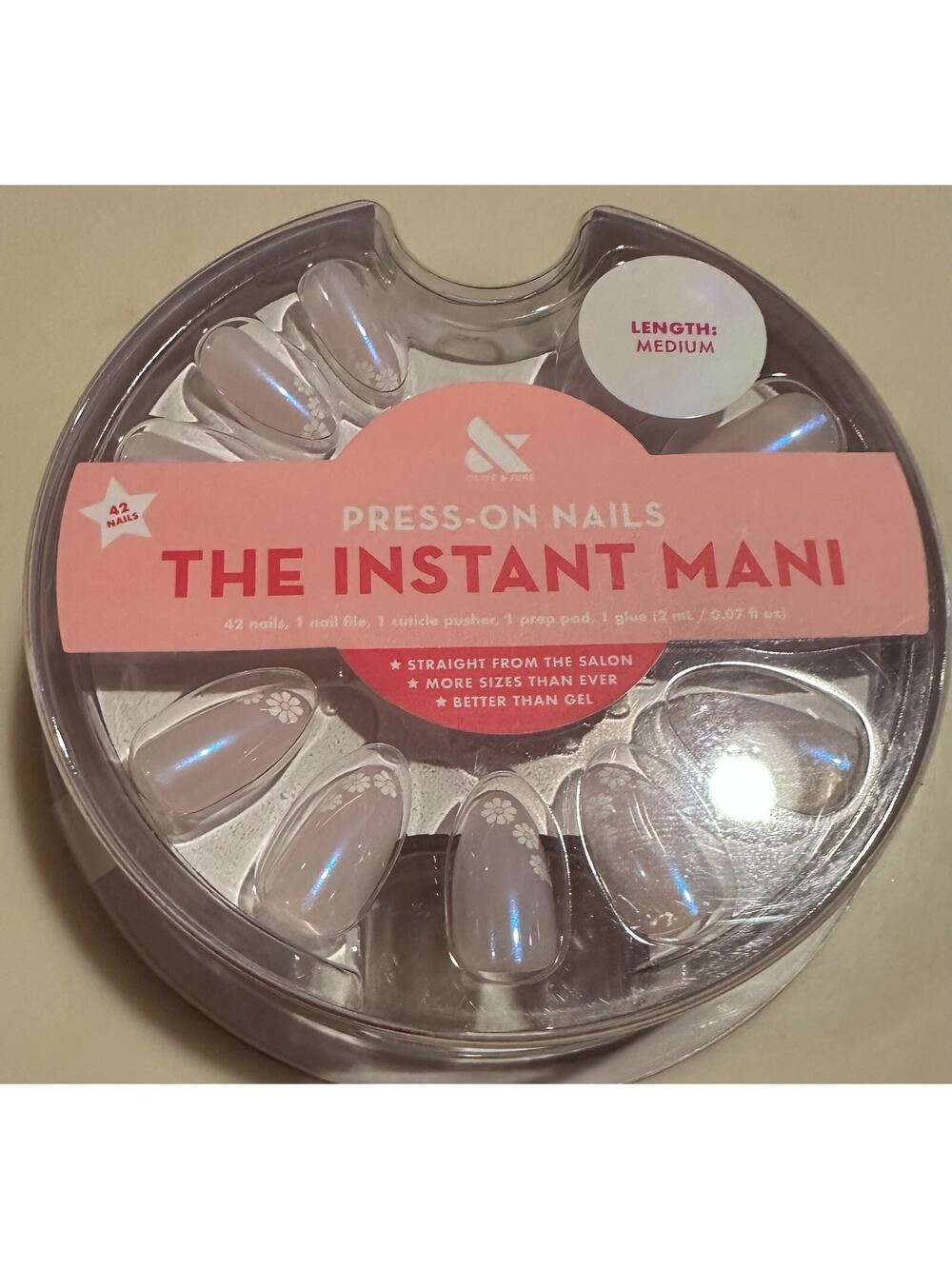 New In Package Glam Girly DIY Press-On Nails The Instant Mani Floral french